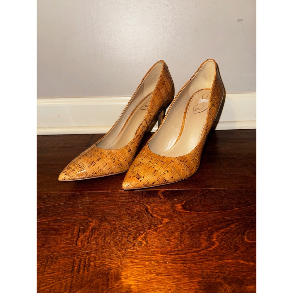 Sam Edelman Hazel Cork Pointed Toe Pumps Tan Brown Stiletto Heels Size 10